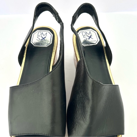 Donald Pliner DMSX Square Toe Sandal Shoe Cork Platform Leather Black Size 6.5 - Picture 5 of 11
